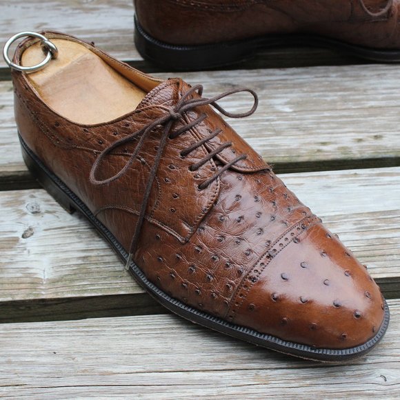 Enrico Tan Genuine Ostrich Derby, Men's 9 M, Made in Spain - Picture 2 of 14